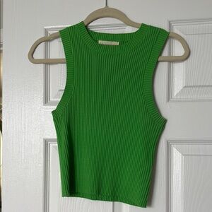 By Together Vibrant Green Ribbed Tank Top